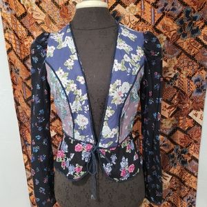 Blue and black floral jacket